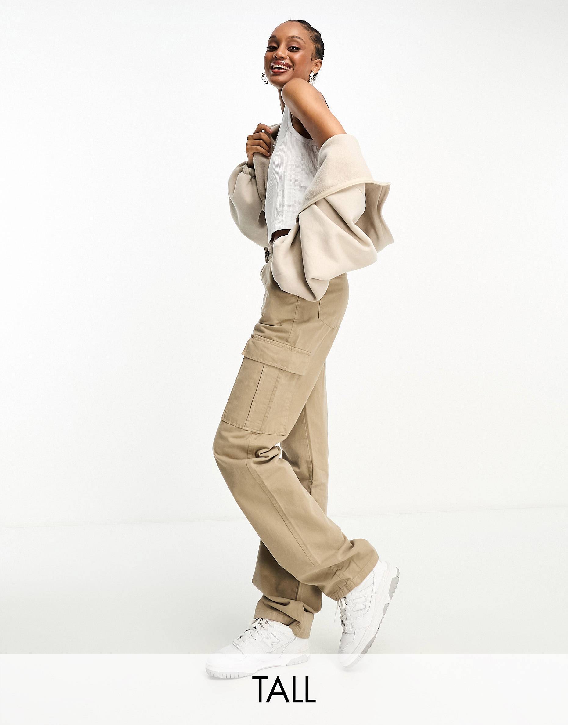 Female Beige Cargo Trousers 6 pockets Loopster