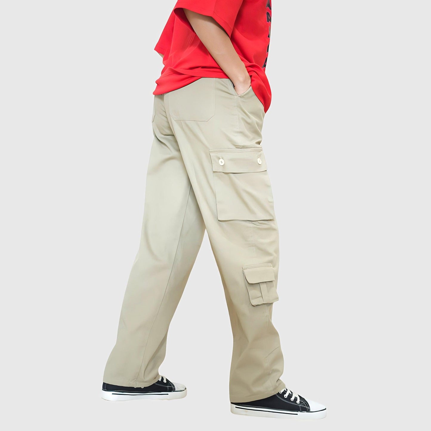 Spring Winter Khaki Cargo Pants Unisex Multi Pocket Casual Baggy Trouser - Loopster