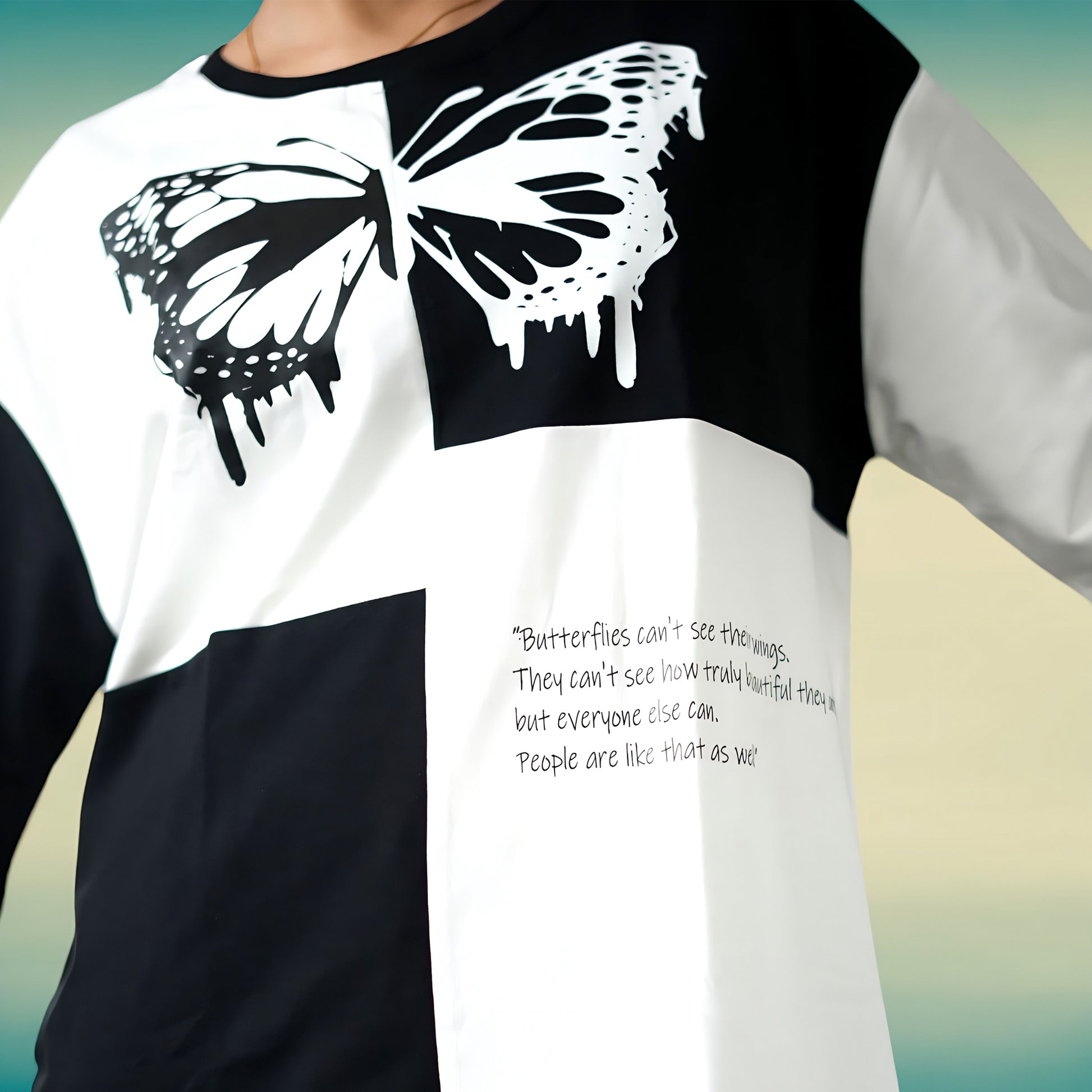 Black & White Premium Butterfly Relaxed Fit T-shirt (230 GSM) - Loopster