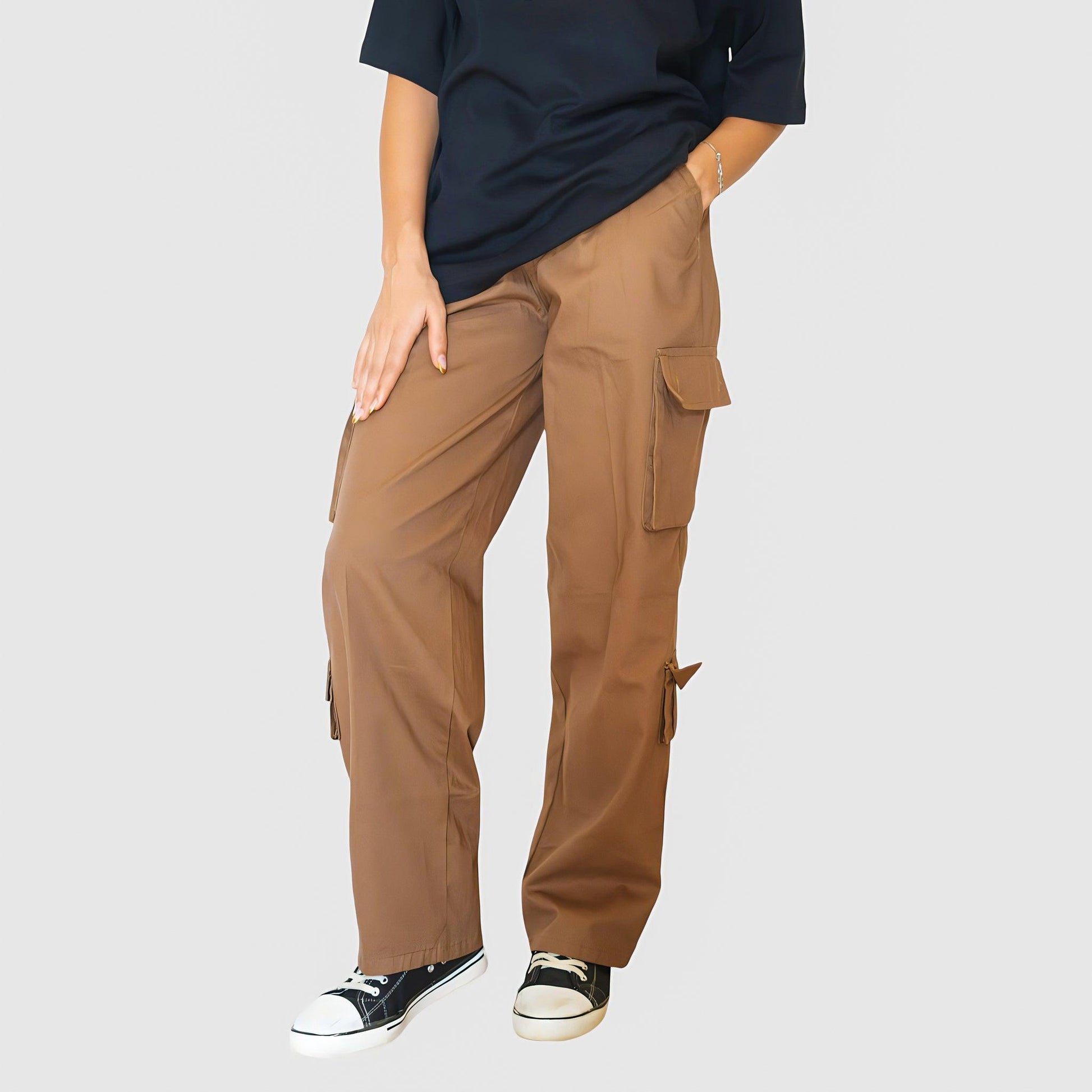 Brown Unisex Relaxed Fit Cargo 8 pockets - Loopster
