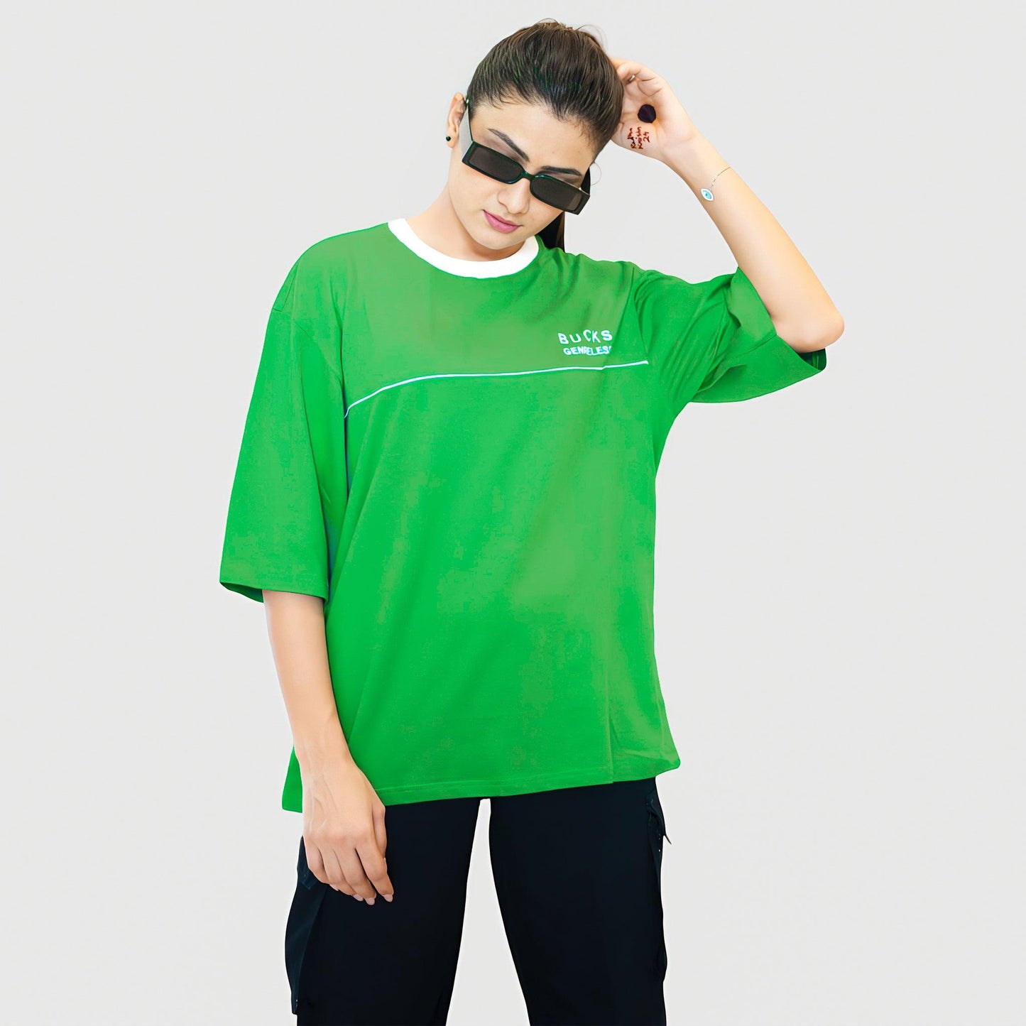 LOOPSTER'S Unisex Green Relaxed Fit T-shirt - Loopster