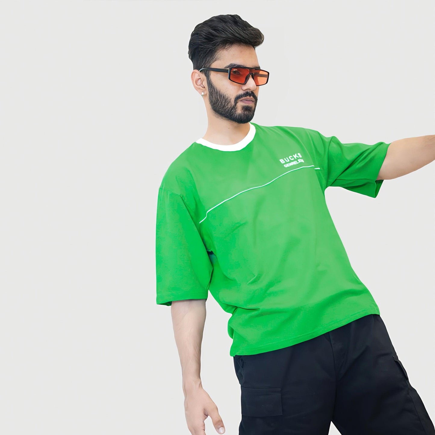 LOOPSTER'S Unisex Green Relaxed Fit T-shirt - Loopster