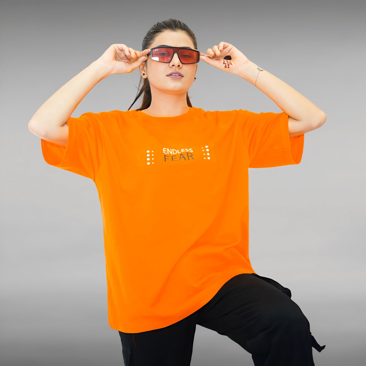 Orange Endless Fear Relaxed Fit Unisex T-shirt - Loopster