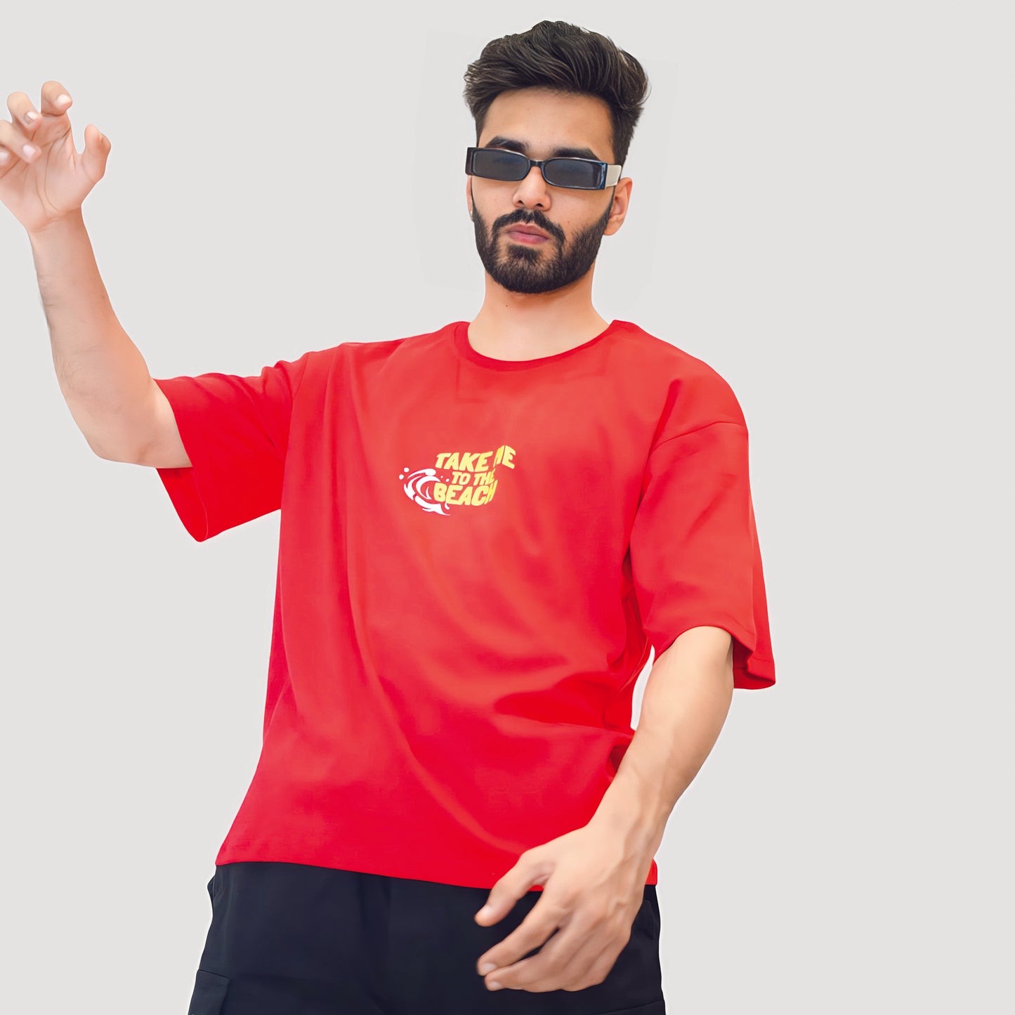 Red Unisex Relaxed Fit Beach Vibe T-shirt - Loopster