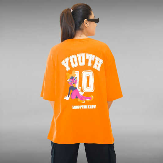 Orange Unisex Youth 10 Relaxed Fit T-shirt - Loopster