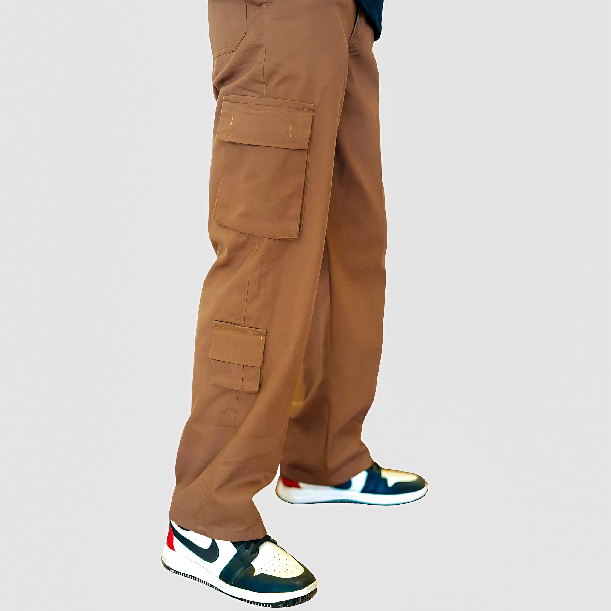 Buy Solid Relaxed Fit Cargo Pants with Button Closure and Pockets | Splash  UAE