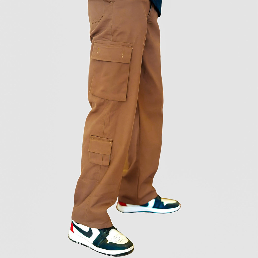Brown Unisex Relaxed Fit Cargo 8 pockets - Loopster