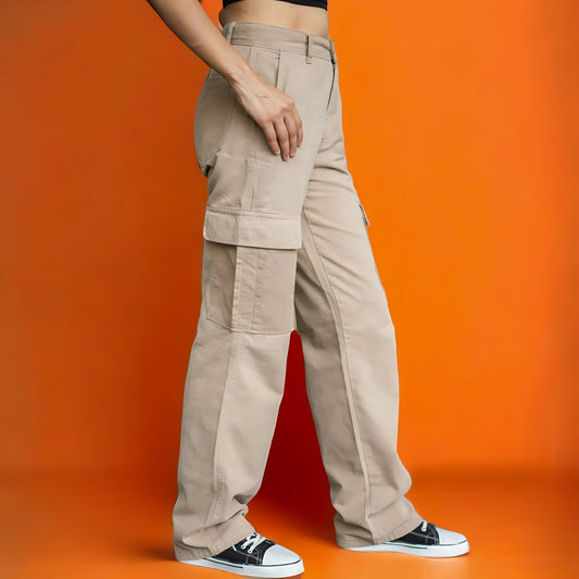 Female Olive Green Cargo Trousers (6 pockets)