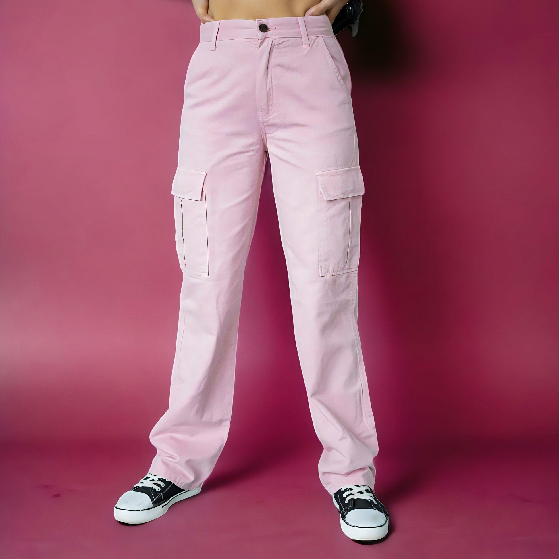 Female Barbie Pink Cargo Trousers (6 pockets) - Loopster