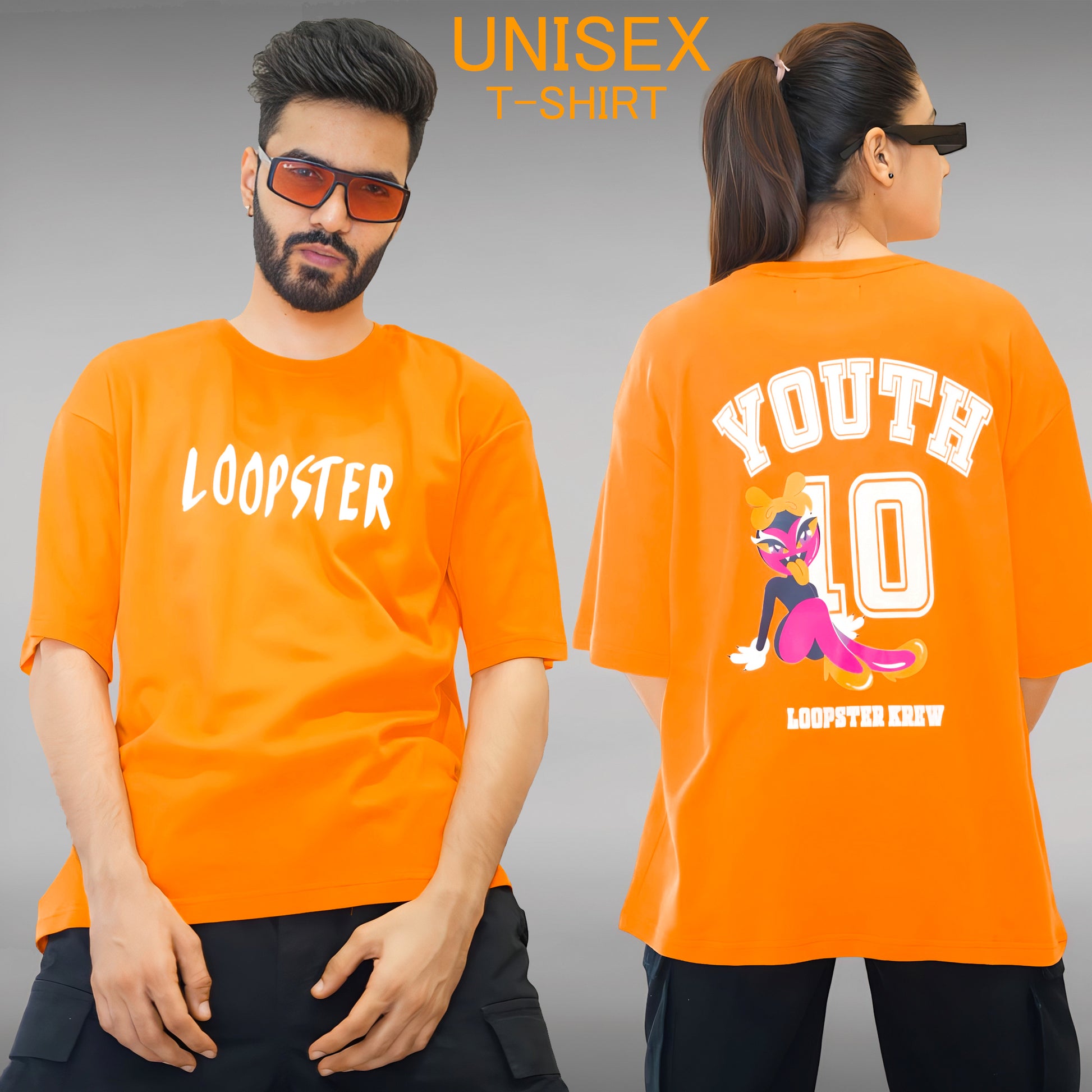 Orange Unisex Youth 10 Relaxed Fit T-shirt - Loopster