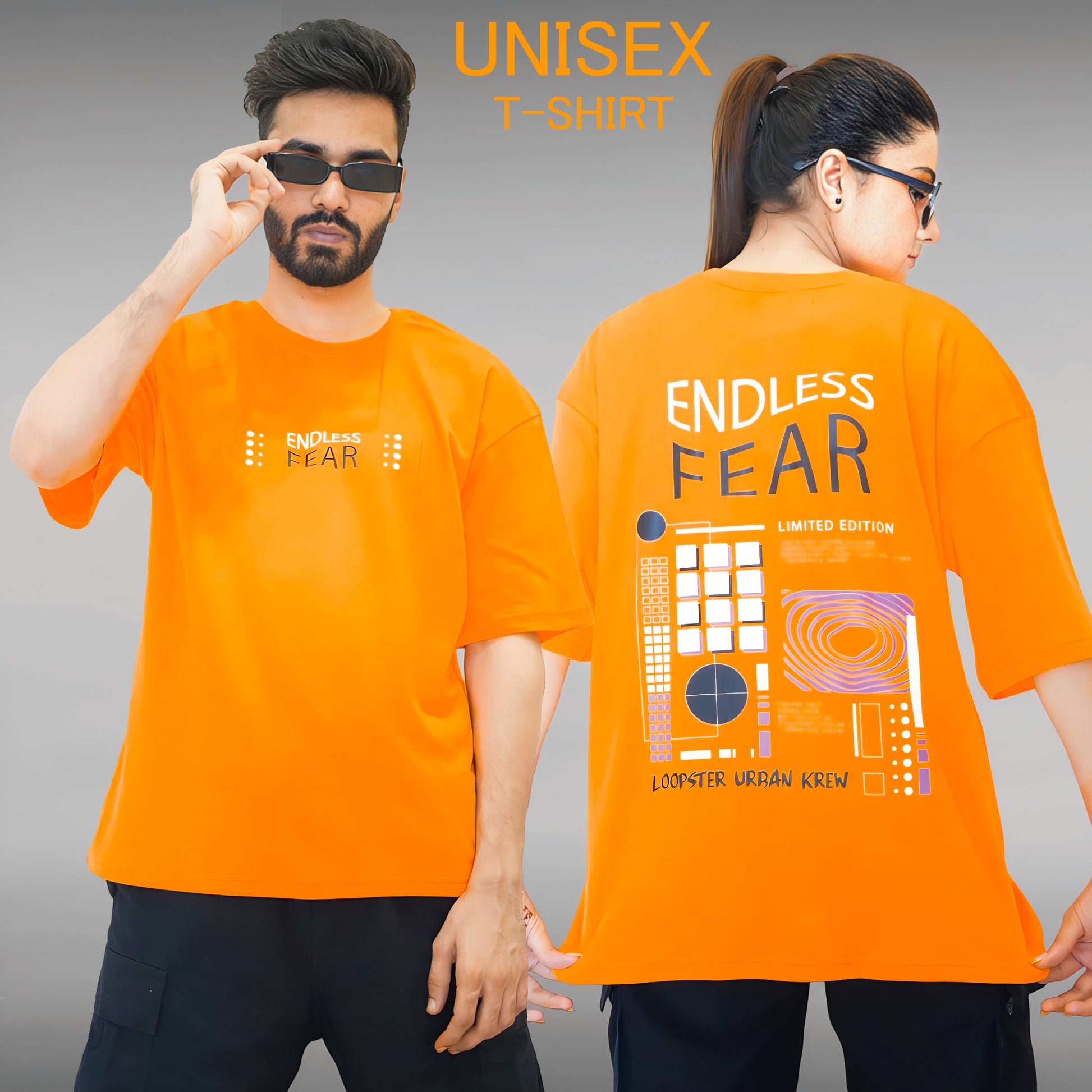 Orange Endless Fear Relaxed Fit Unisex T-shirt - Loopster