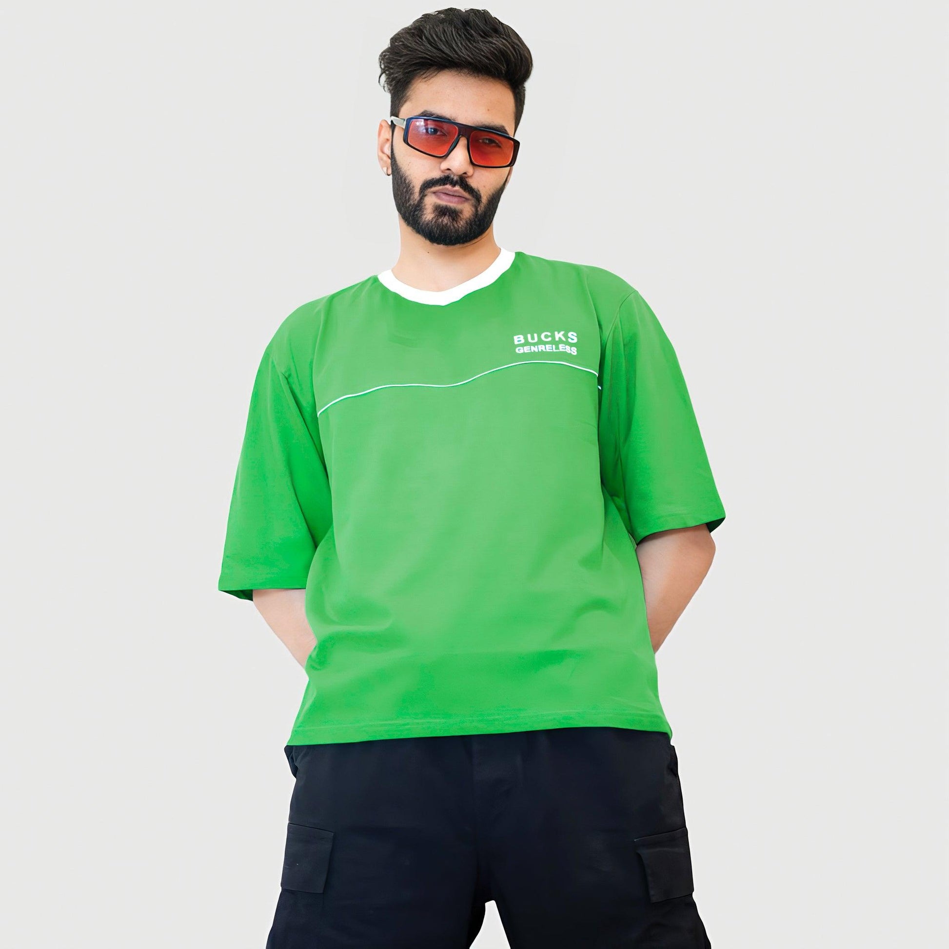 LOOPSTER'S Unisex Green Relaxed Fit T-shirt - Loopster