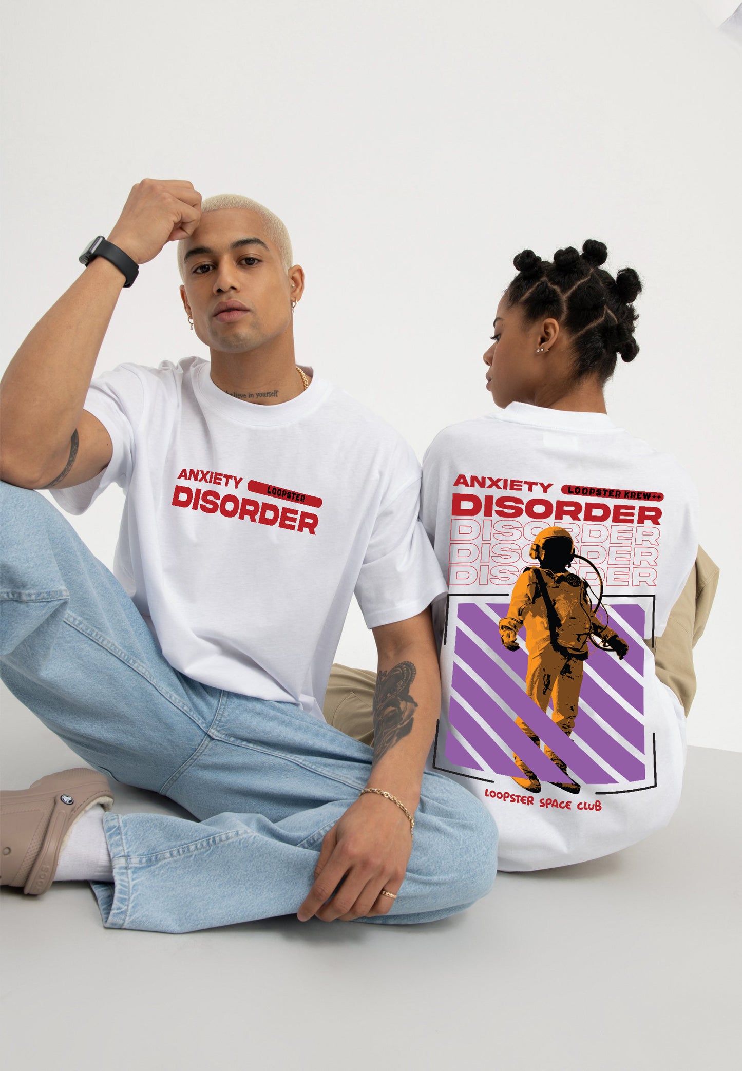 White Anxiety Disorder Relaxed Fit T-shirt