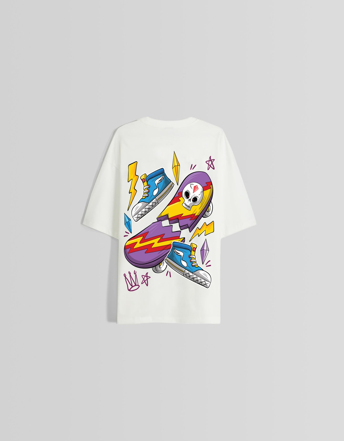 White Broken Skateboard Unisex Relaxed Fit T-shirt