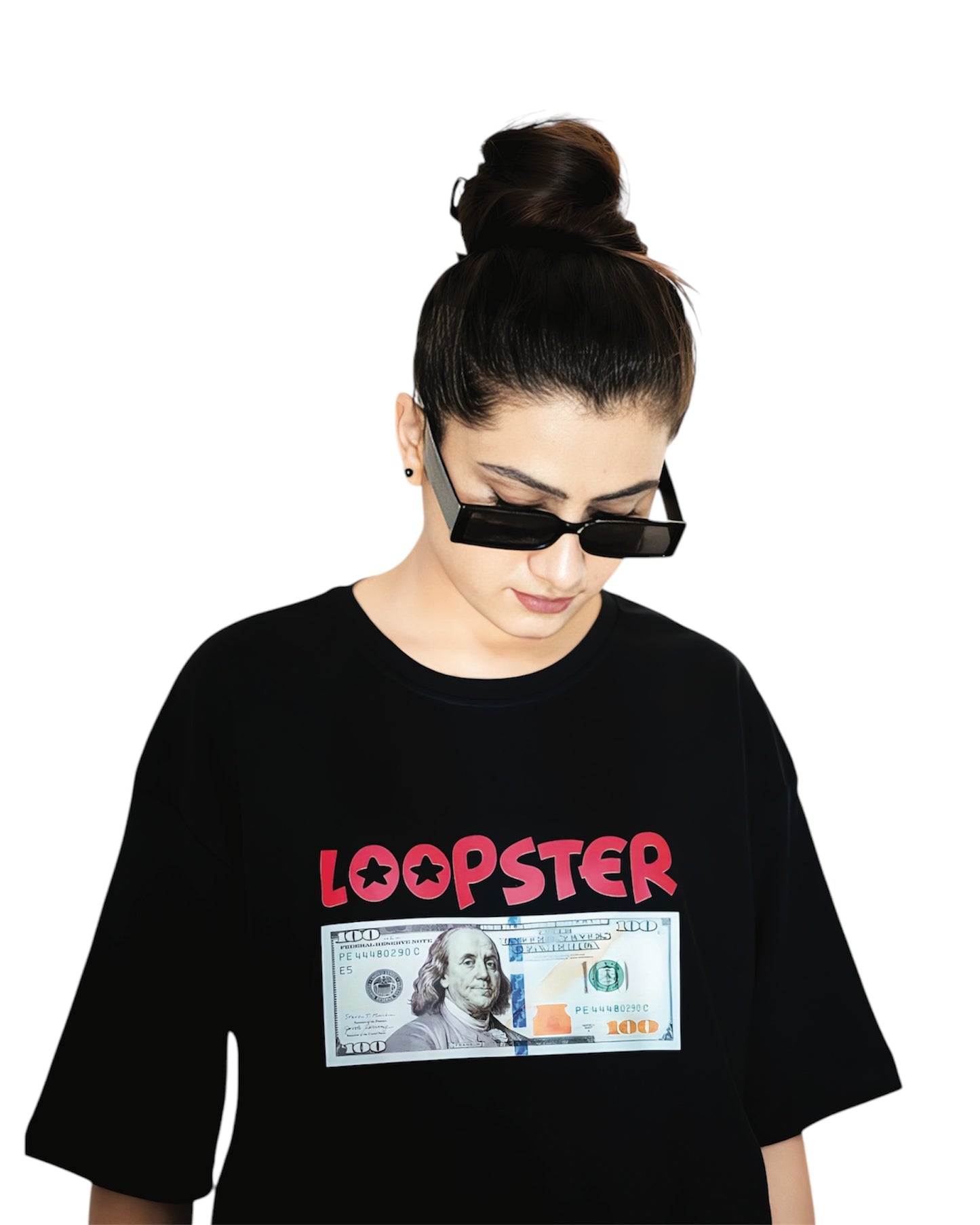 Black Unisex Dollar Printed Relaxed Fit T-shirt