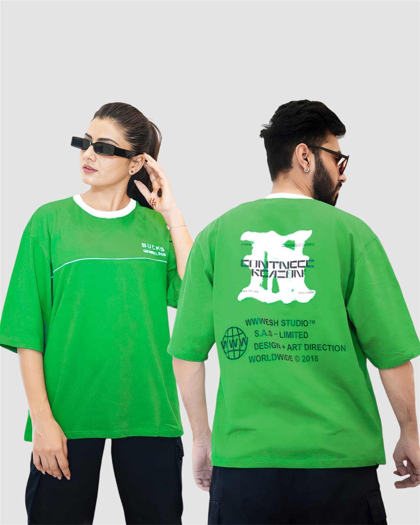 LOOPSTER'S Unisex Green Relaxed Fit T-shirt