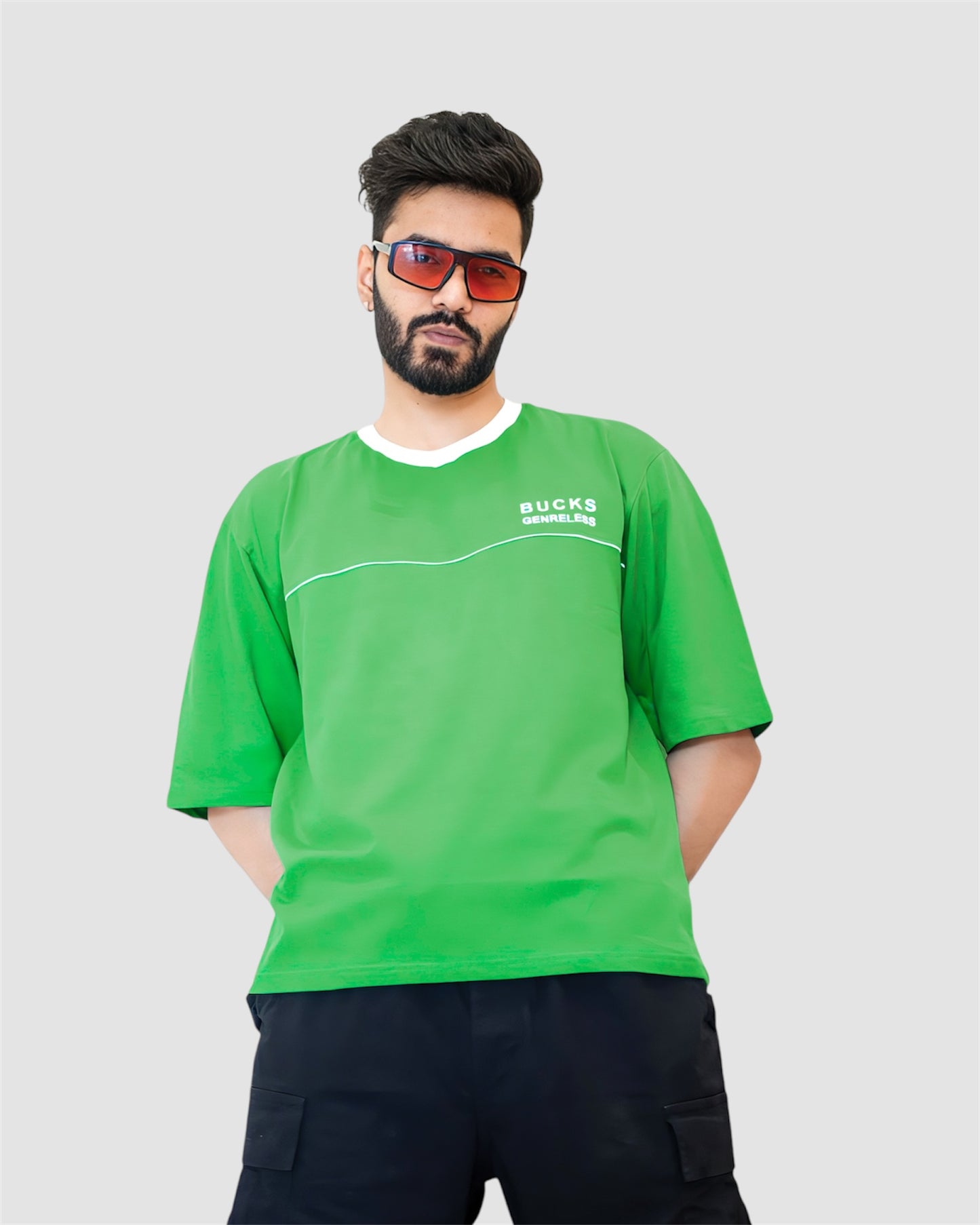 LOOPSTER'S Unisex Green Relaxed Fit T-shirt