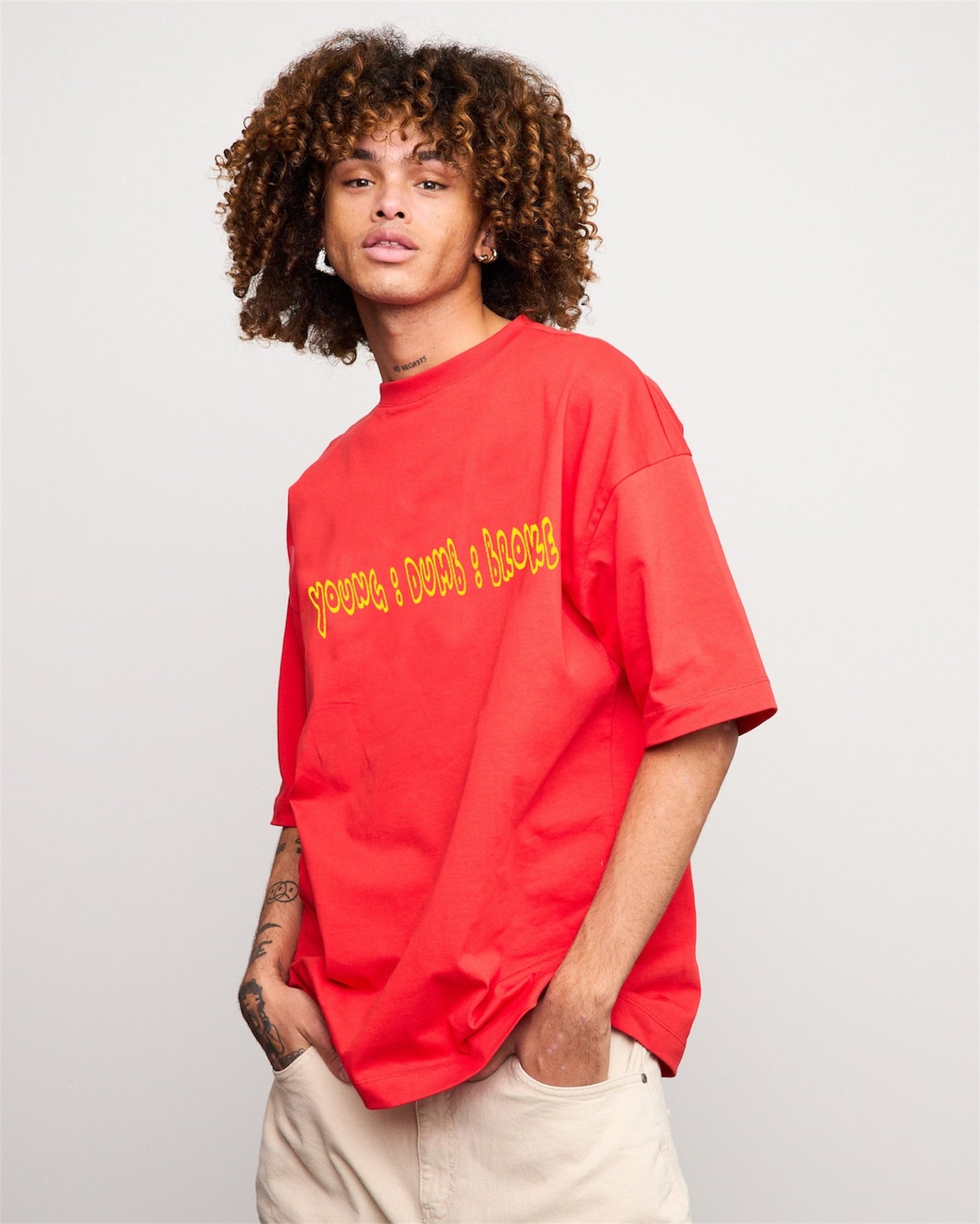 Red Unisex Relaxed Fit Young Dumb Broke T-shirt