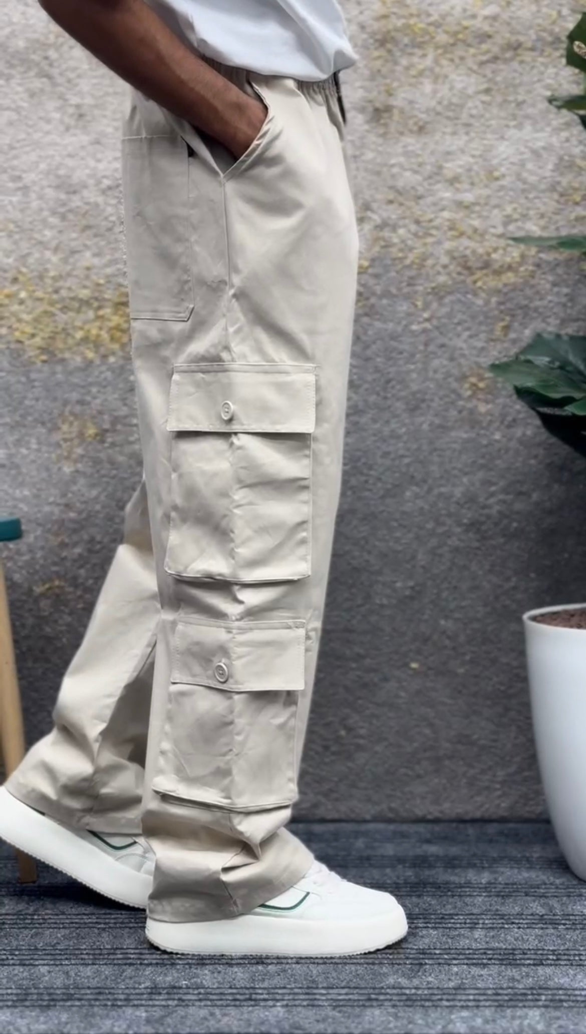 Beige Unisex Cargo 8 pockets