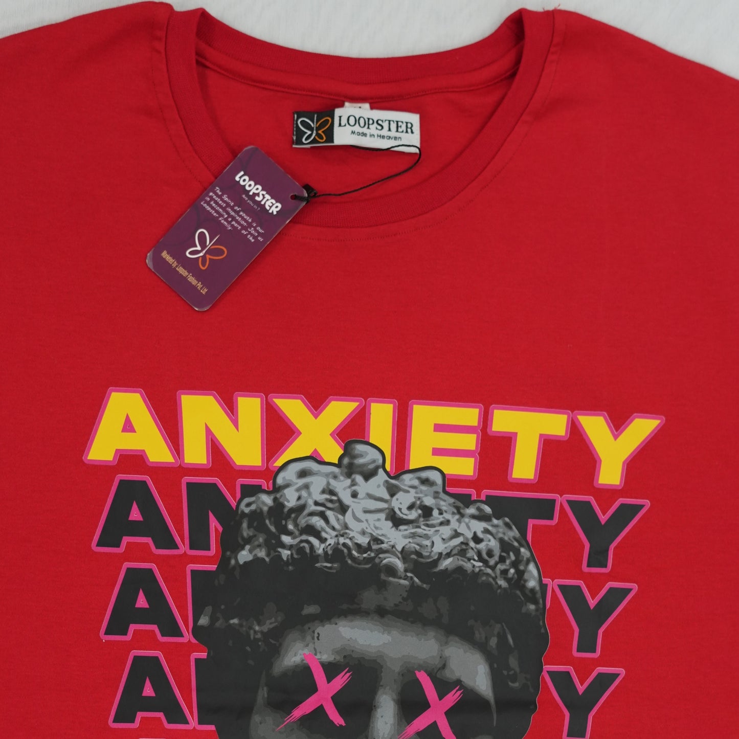 Red Unisex Relaxed Fit Anxiety T-shirt - Loopster