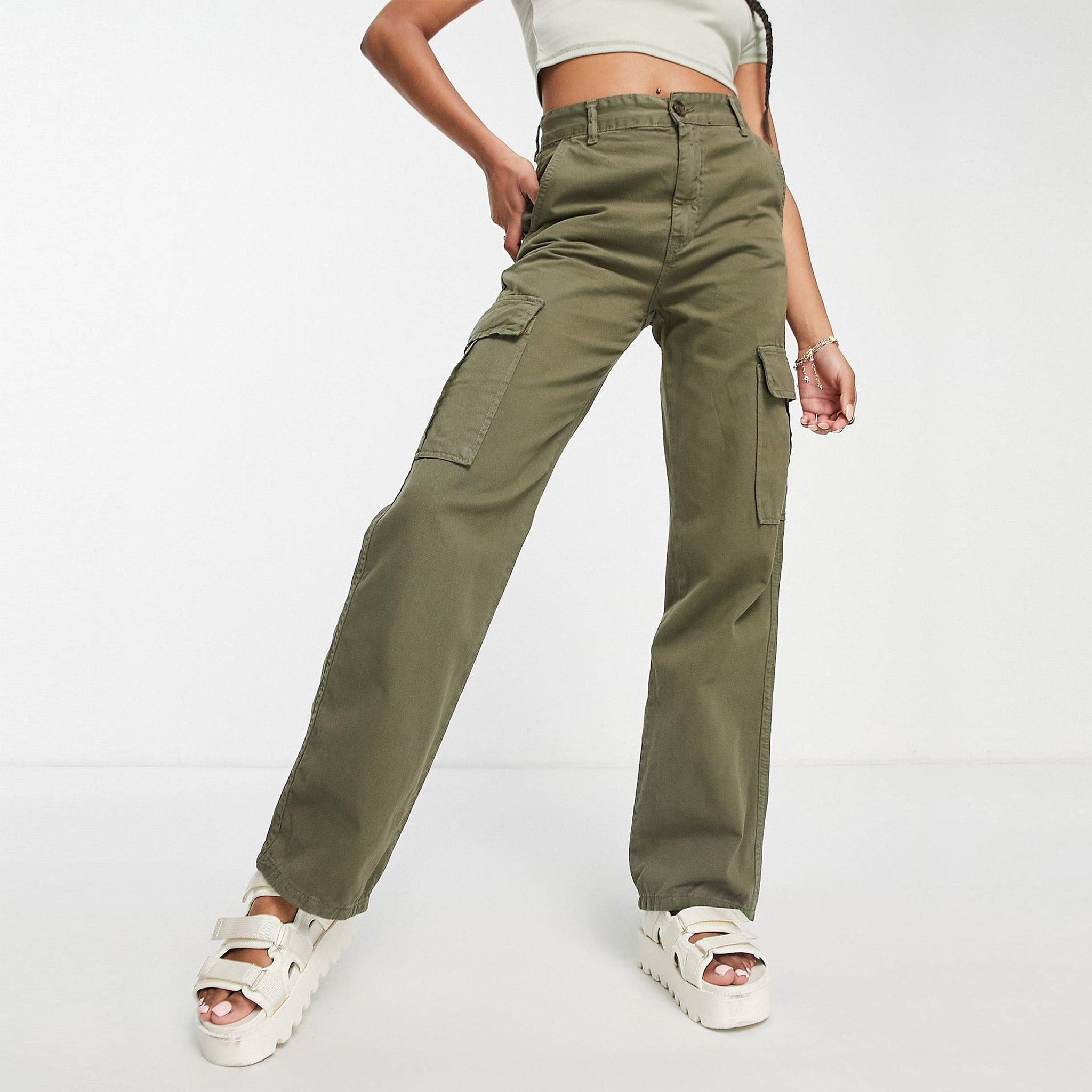Wolfast High Waisted Cargo Pants Women Baggy Jeans with Pockets Girls  Casual Wide Leg Work Pants Small Army Green at Amazon Women's Jeans store