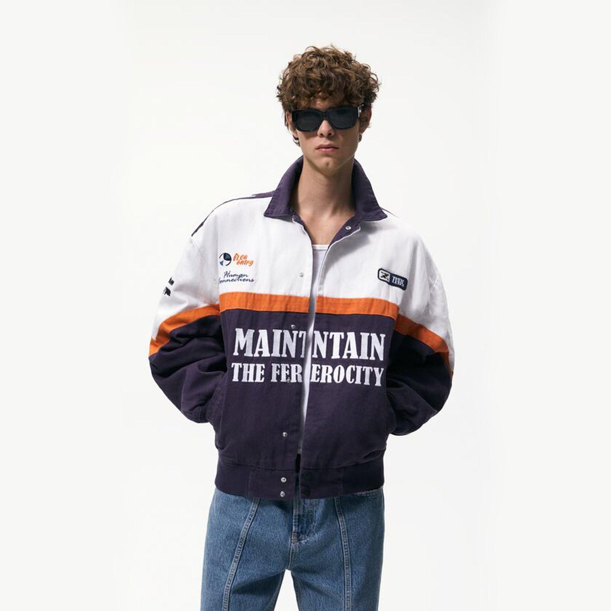 LOOPSTER BOMBER BAGGY JACKET WITH PATCHES - MULTICOLOURED - Loopster