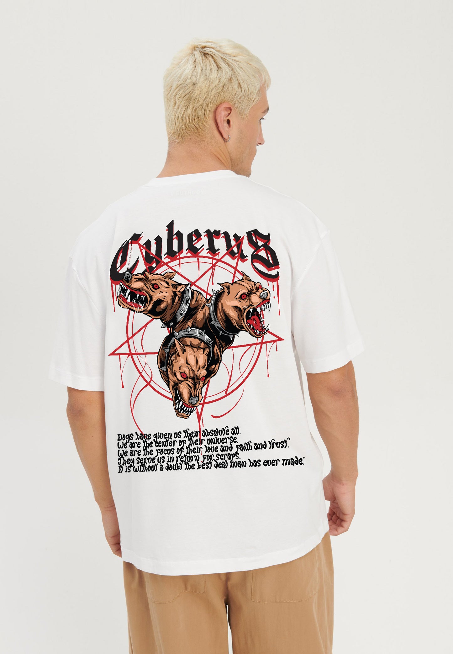 White Cyberus Printed Relaxed Fit Tshirt