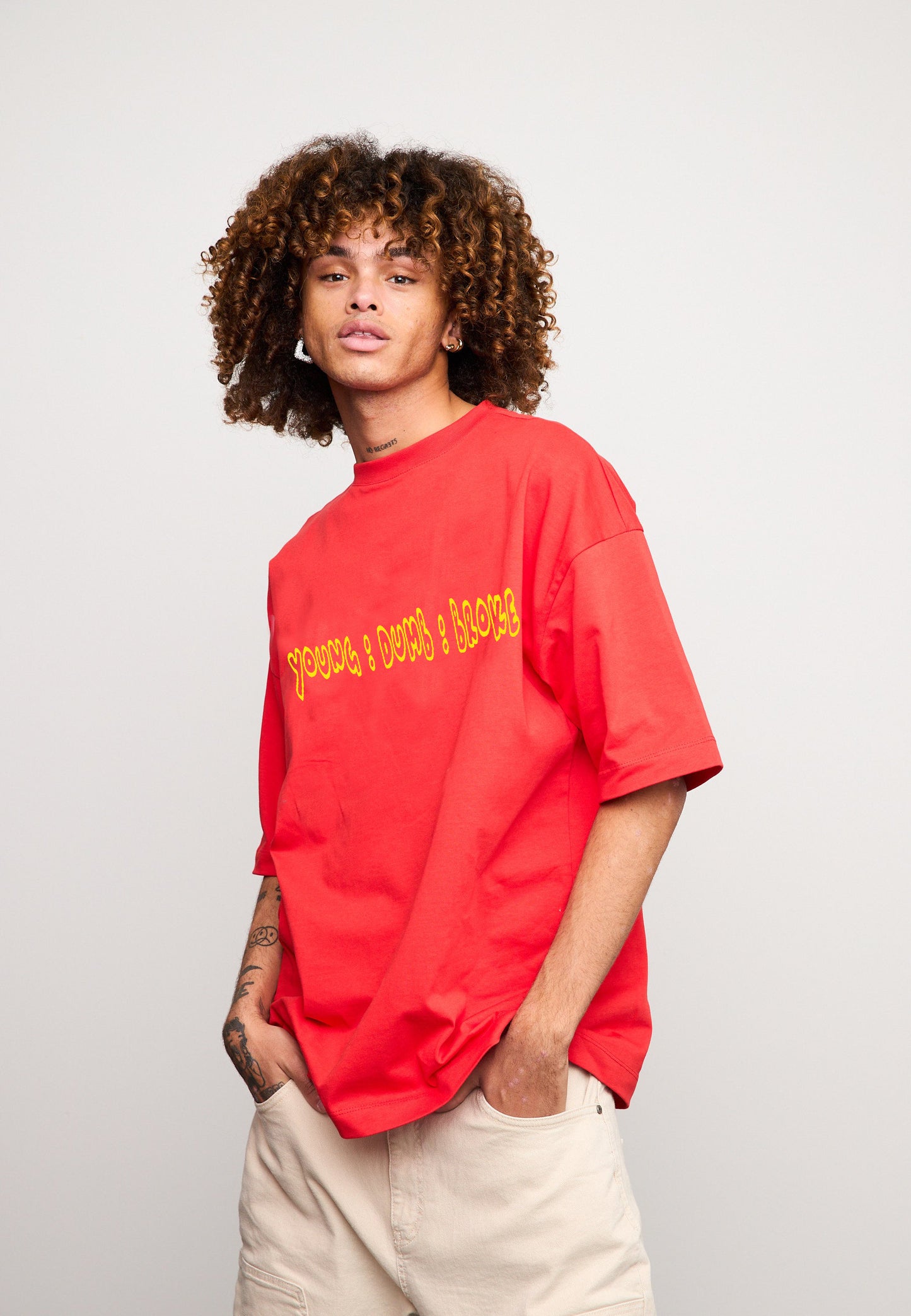 Red Unisex Relaxed Fit Young Dumb Broke T-shirt