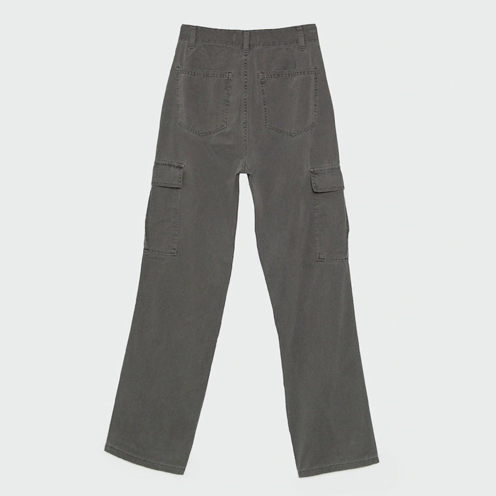 Female Cargo Trouser in Acid Wash Grey (6 Pockets) - Loopster