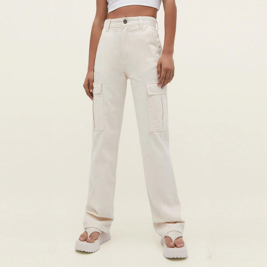 Female Off-White Cargo Trouser (6 Pockets) - Loopster